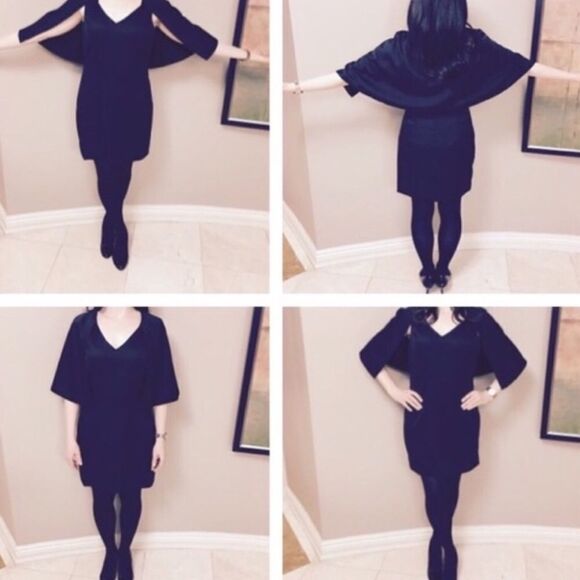 🍸 Black Capelet Tunic Cocktail Dress 🍸 - Picture 3 of 6